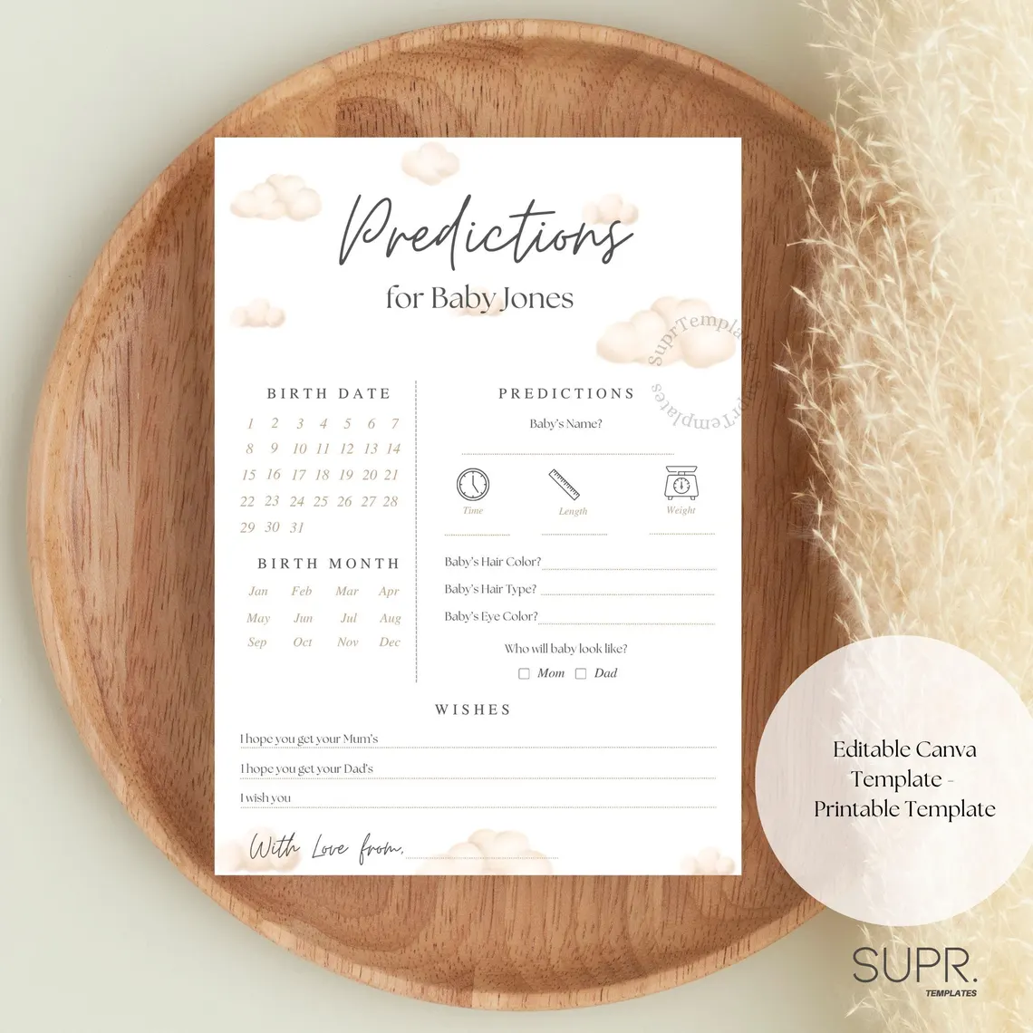 Baby Predictions Game: Gender Neutral Guess Cards