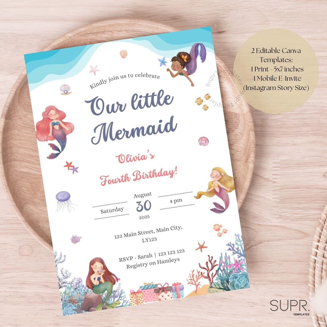 Little Mermaid Birthday Invitation