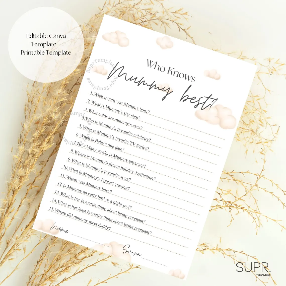 Who Knows Mummy Best: Baby Shower Quiz, Gender Neutral