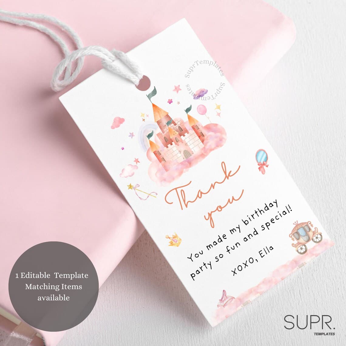 Princess Birthday Favour Tag