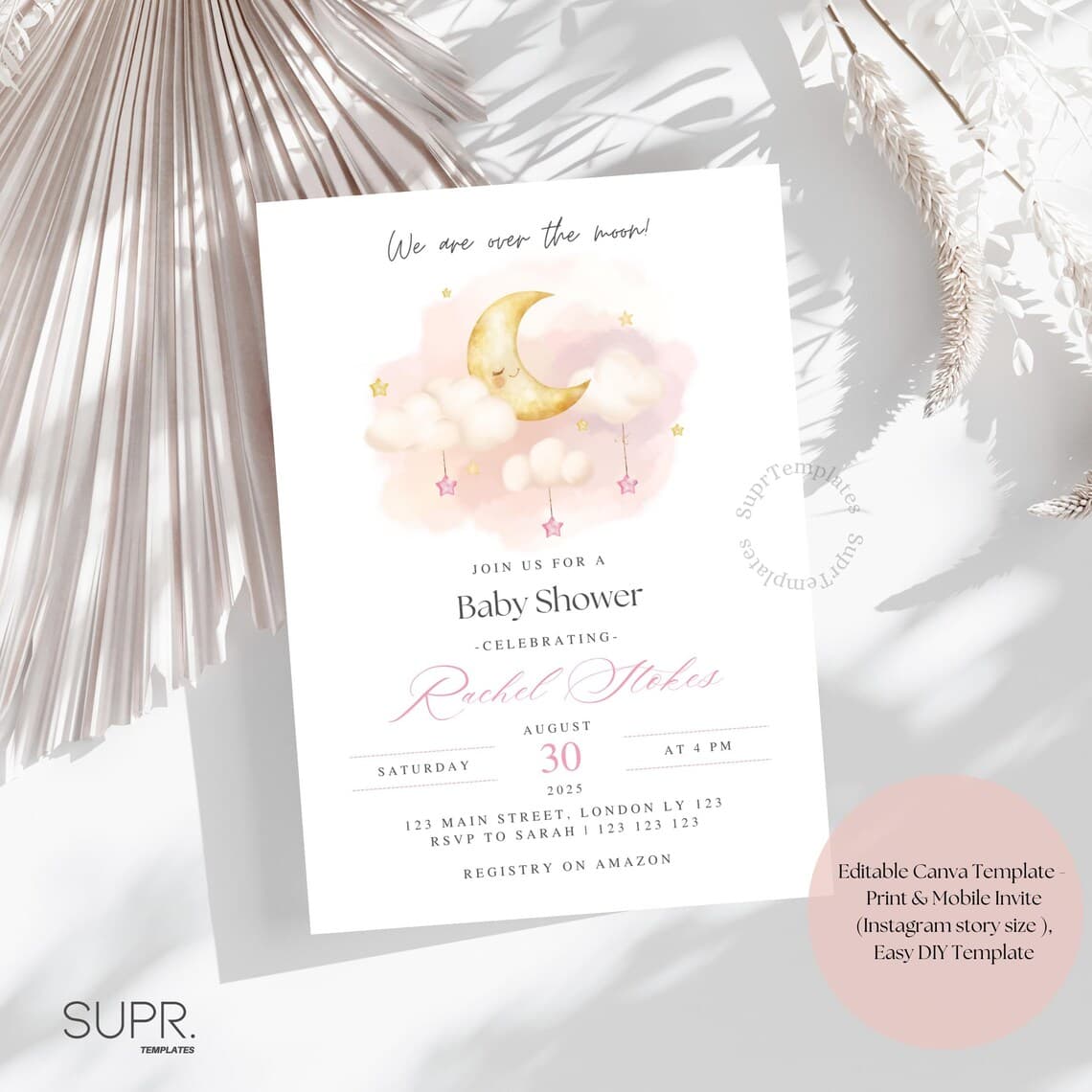 Over the Moon Baby Shower – Pink