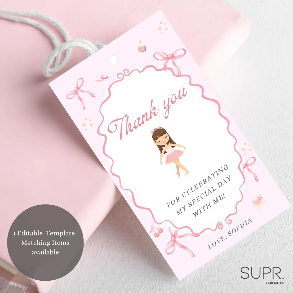 Ballerina Birthday Thank You Tag