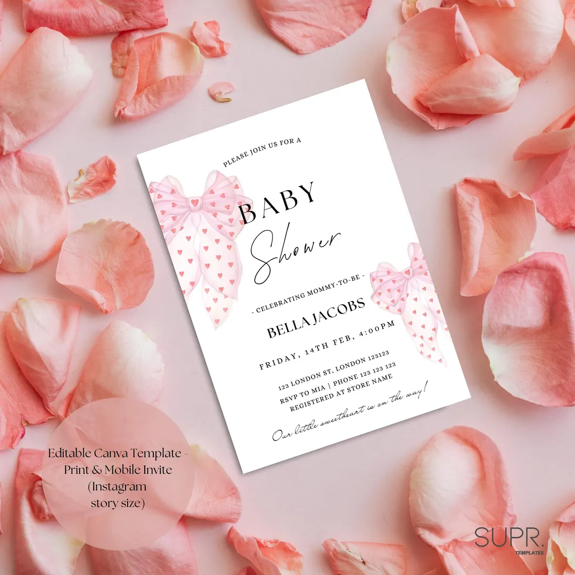 Pink Bow Valentine Baby Shower
