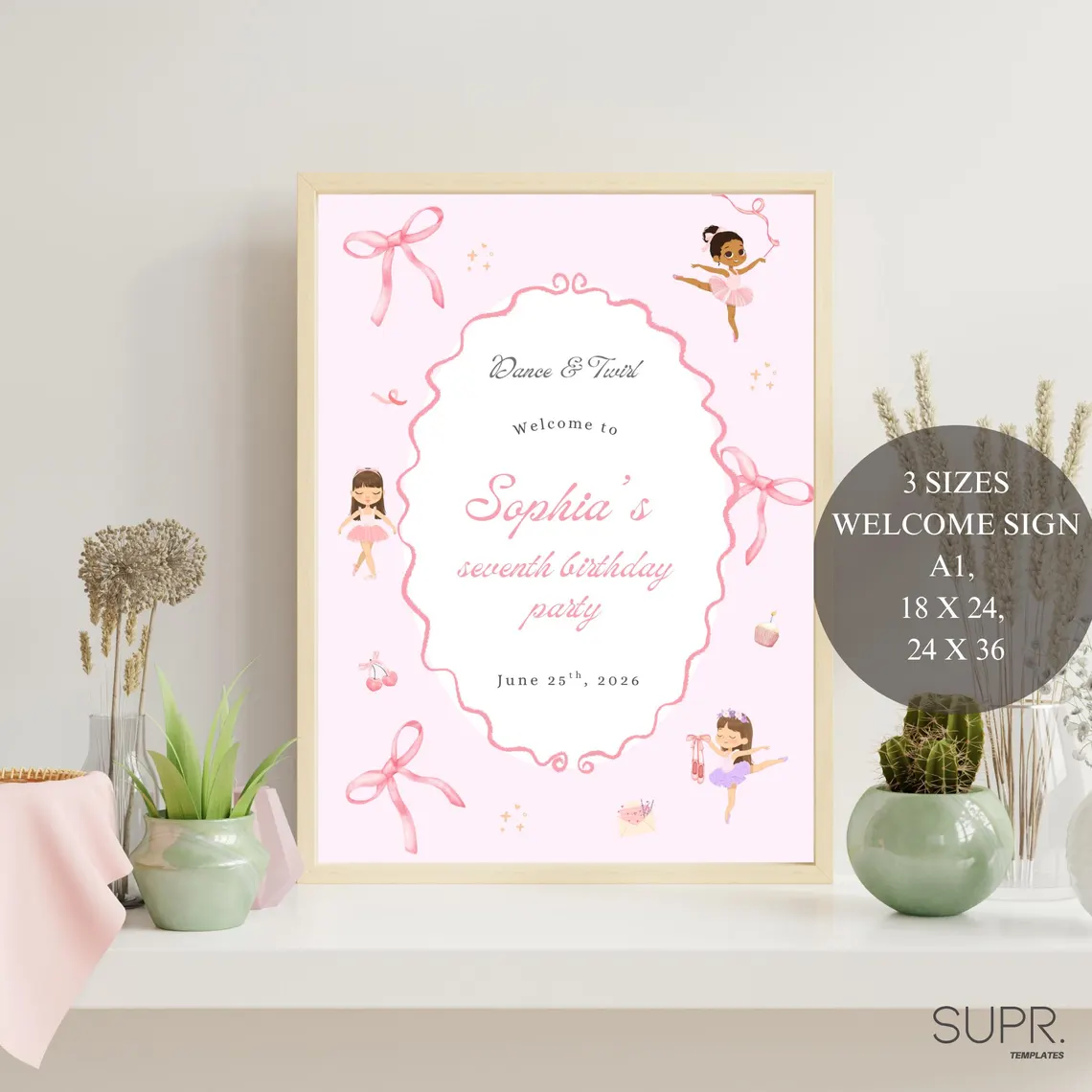 Ballerina Birthday Welcome Sign