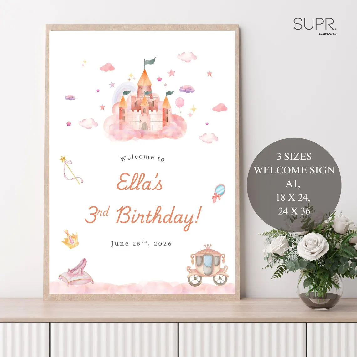 Princess Birthday Welcome Sign