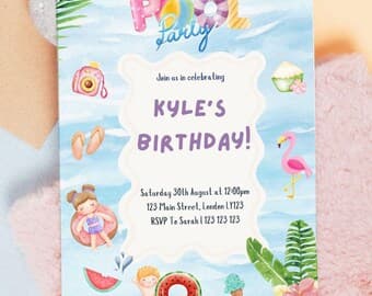 Kids Pool Party Birthday Invitation
