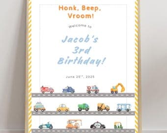 Transportation Birthday Welcome Sign