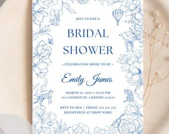 Elegant Safari Bridal Shower Invitation