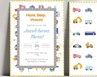 Transportation Birthday Invitation