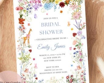 Floral Gardenia Bridal Shower Invitation