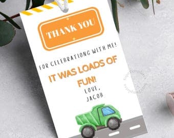 Transportation Birthday Thank You Tag