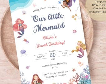 Little Mermaid Birthday Invitation