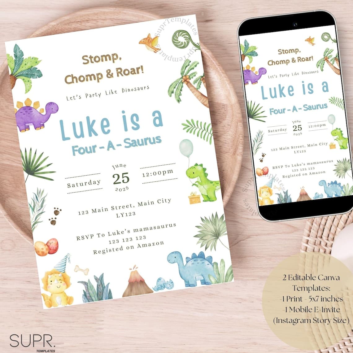 Dinosaur Birthday Invitation