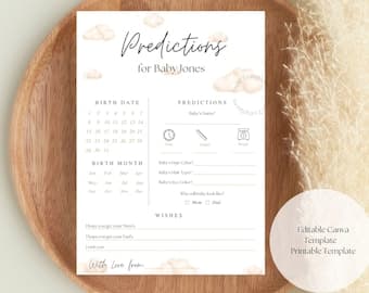 Baby Predictions Game: Gender Neutral Guess Cards