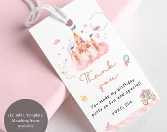 Princess Birthday Favour Tag