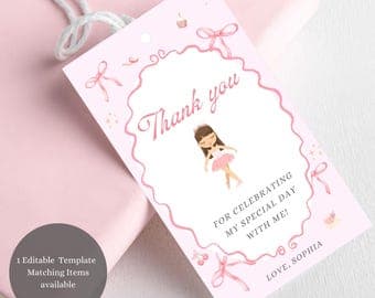 Ballerina Birthday Thank You Tag