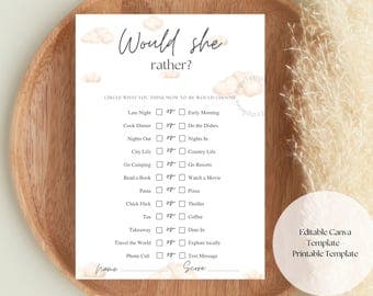 Would She Rather Baby Shower Game: Gender Neutral